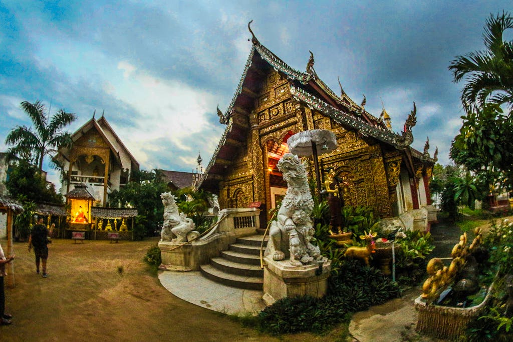 Temple With Two Statues On Entrance