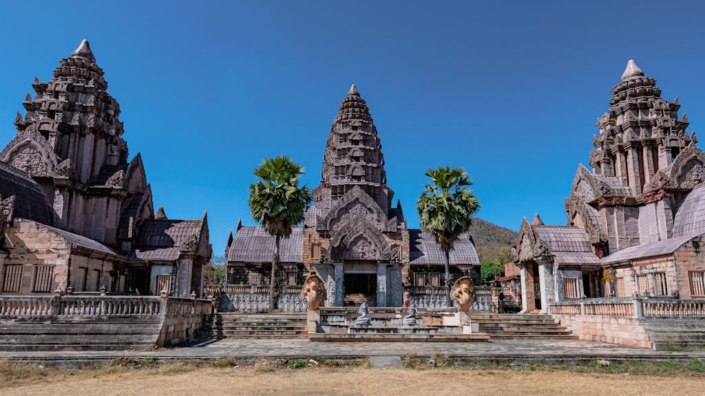 View of Temples at the Angkor Wat Complex in Siem Reap, Cambodia